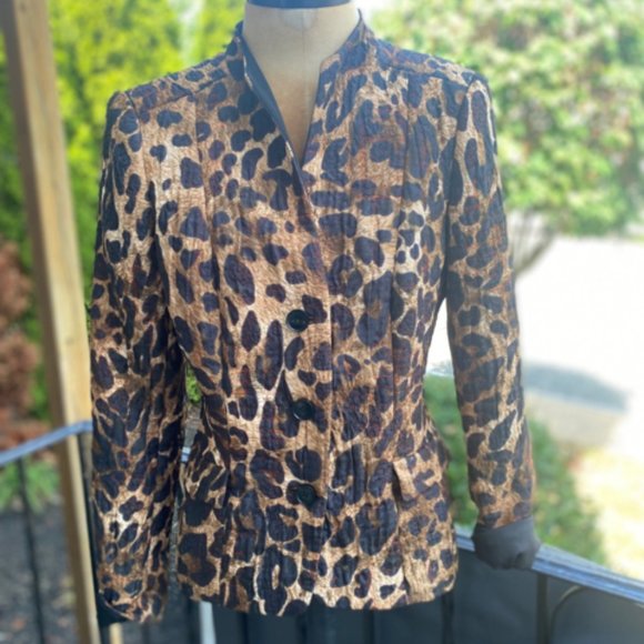 Lafayette 148 New York Leopard Print Sz 10 Blazer - Picture 2 of 7